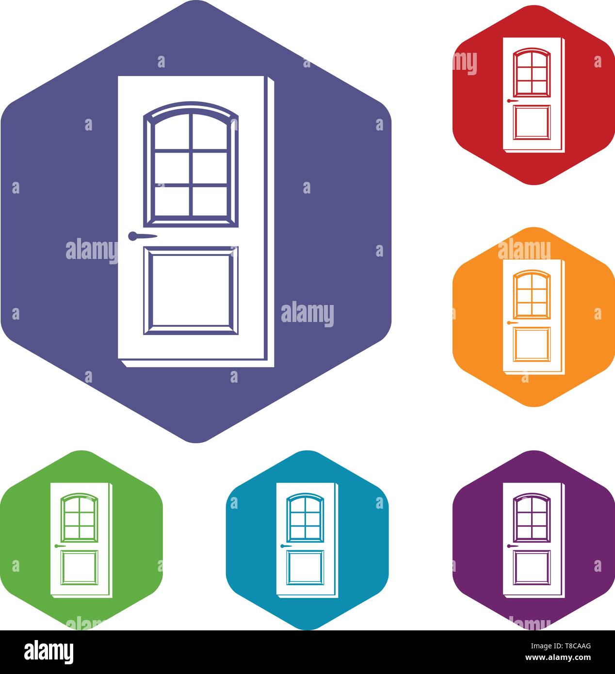 Door with lock icons vector hexahedron Stock Vector