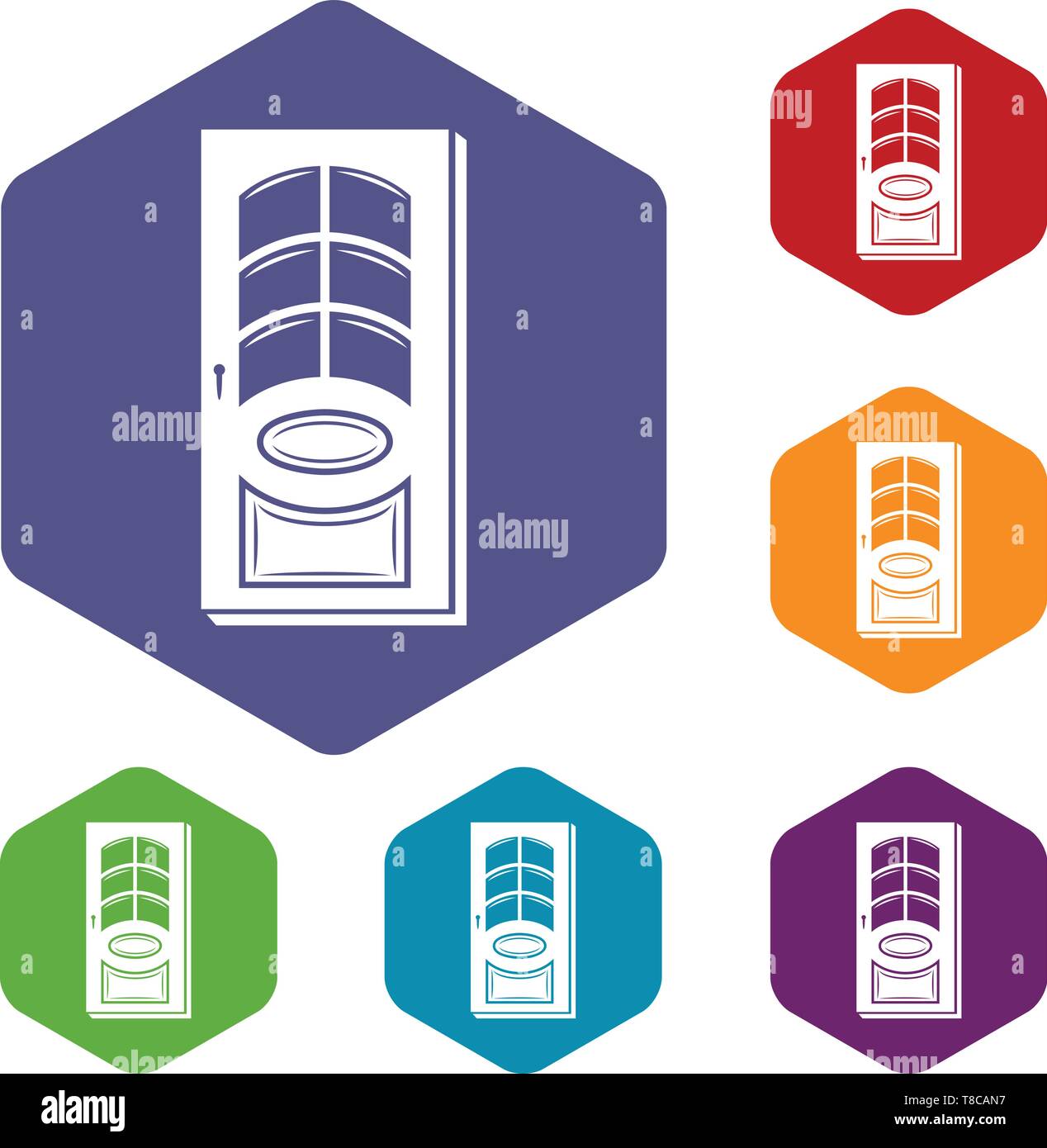 Enter door icons vector hexahedron Stock Vector