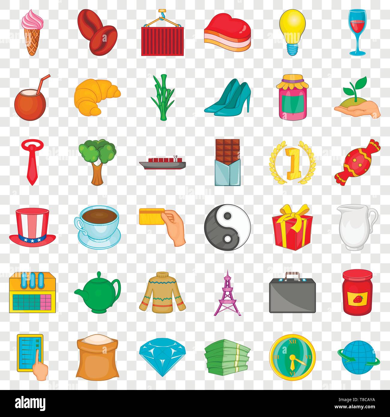 Jar icons set, cartoon style Stock Vector