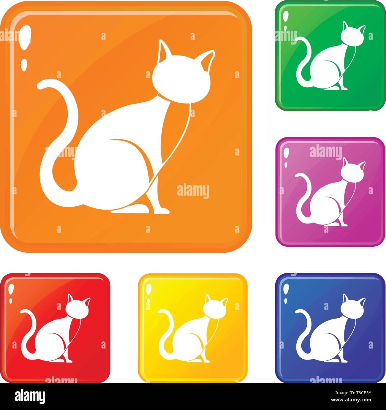 Black cat icons set vector color Stock Vector Image & Art - Alamy