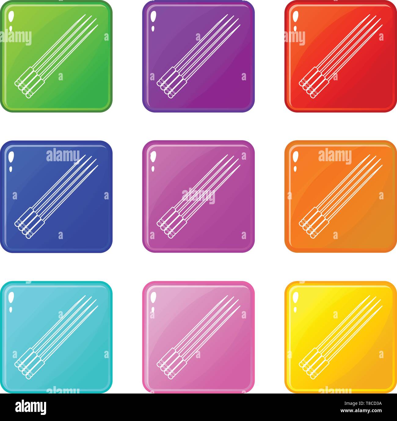 Toothpick icons set 9 color collection Stock Vector