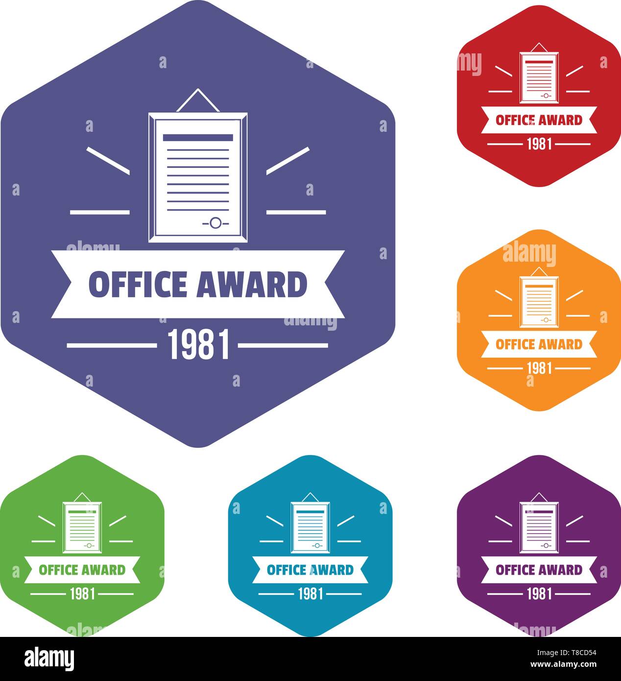 Award office icons vector hexahedron Stock Vector