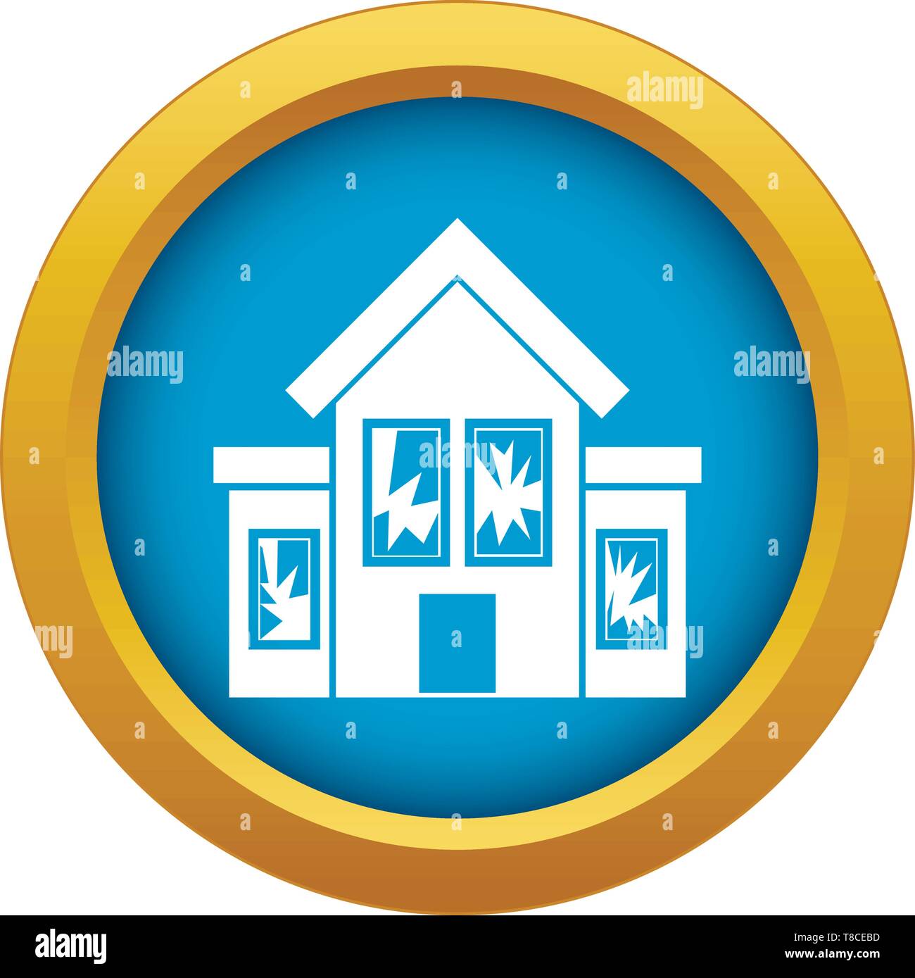 House with broken windows icon blue vector isolated Stock Vector