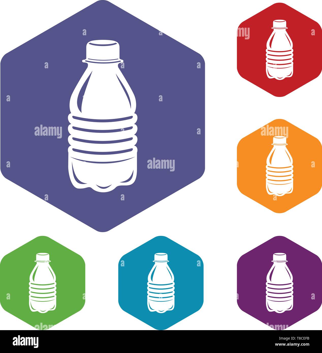 Water bottle icons vector hexahedron Stock Vector