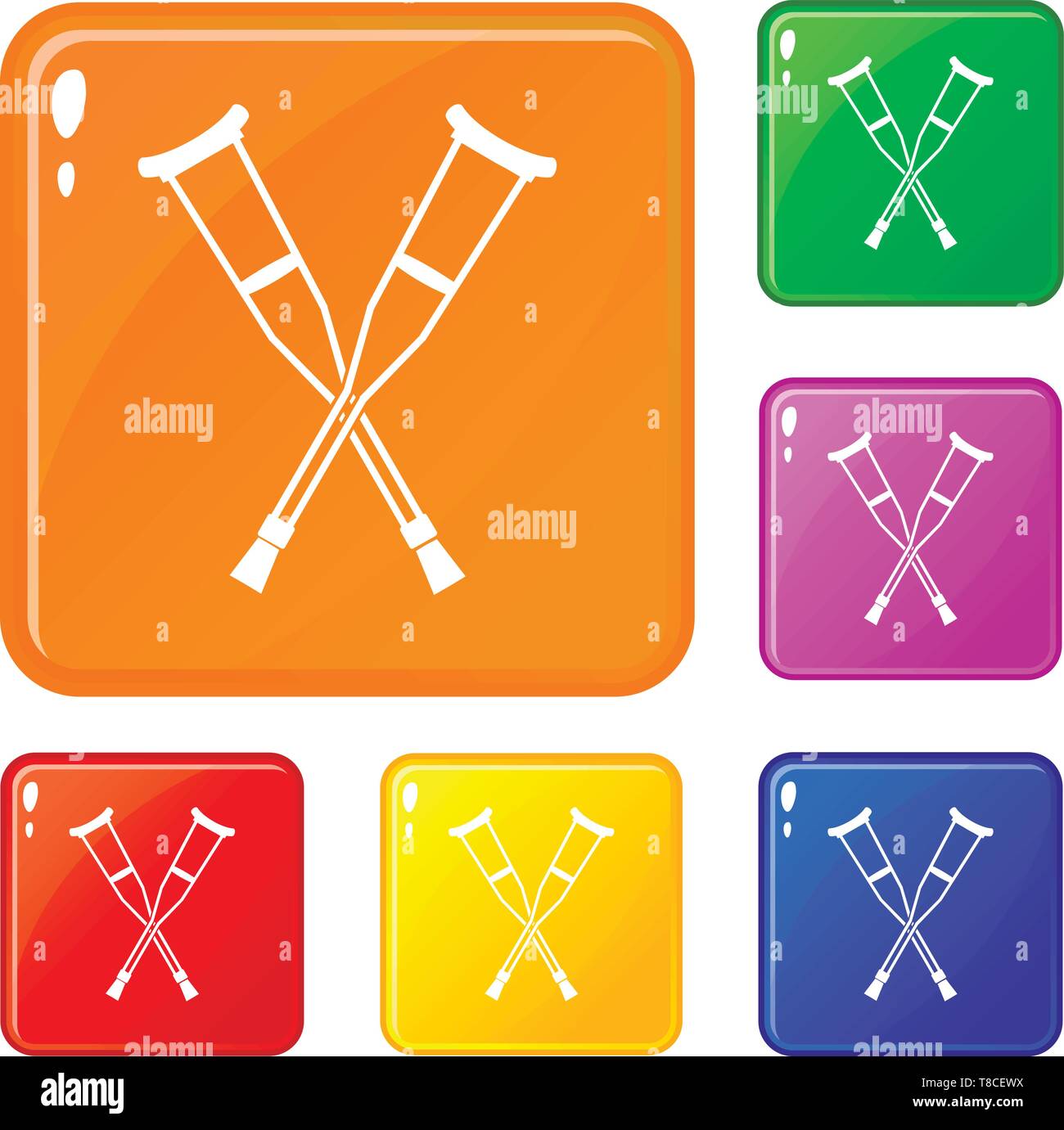 Crutches Icons Set Vector Color Stock Vector Image & Art - Alamy