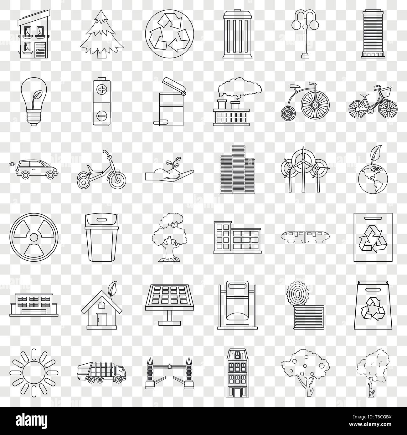 House icons set, outline style Stock Vector