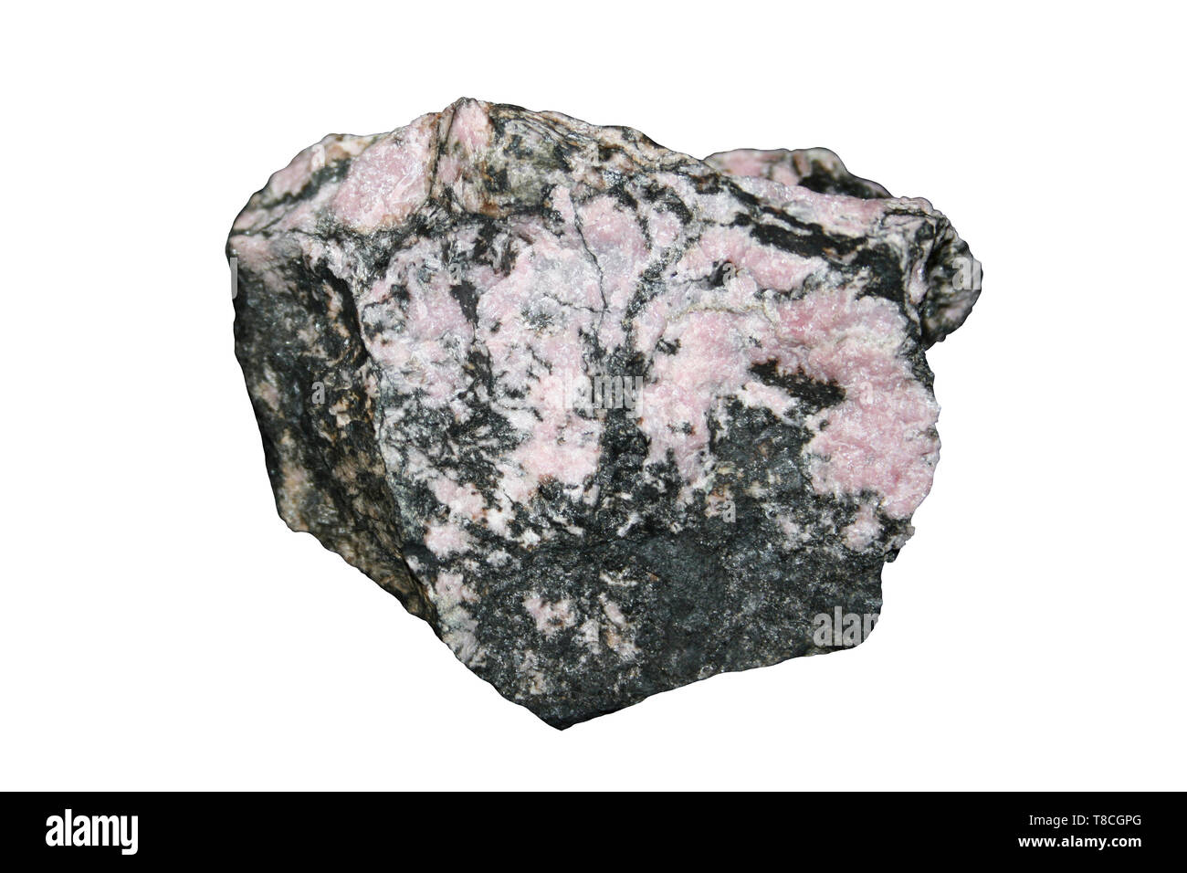 Rhodochrosite & Pyrolusite Rock Specimen Stock Photo