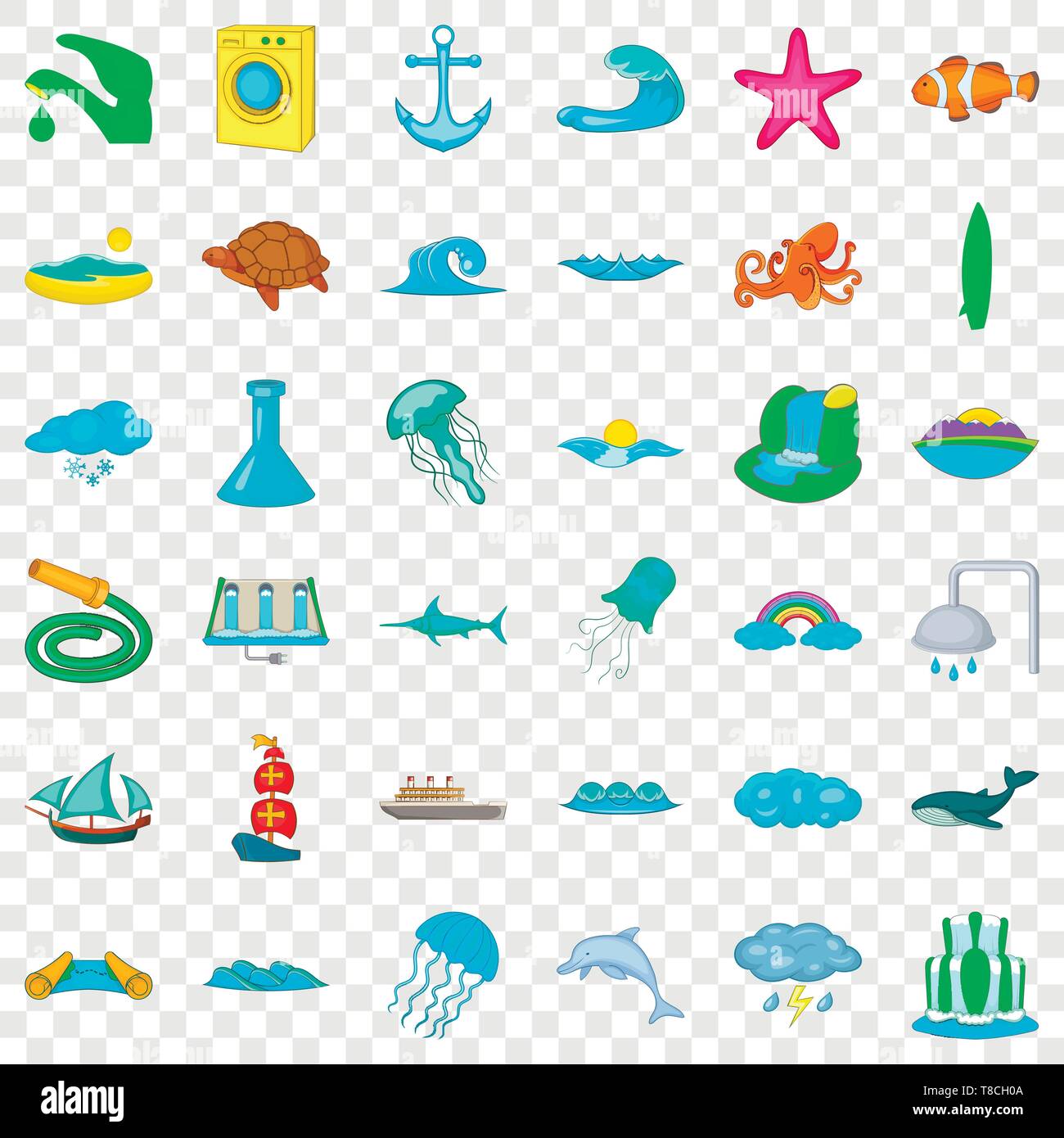 Waterfall icons set, cartoon style Stock Vector Image & Art - Alamy