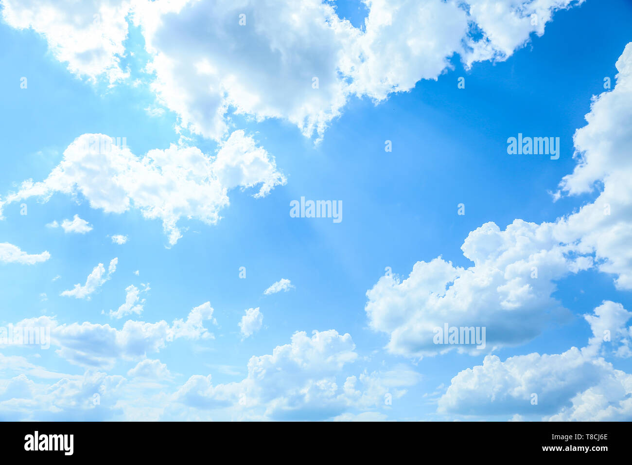 View of beautiful blue sky with fluffy clouds Stock Photo - Alamy