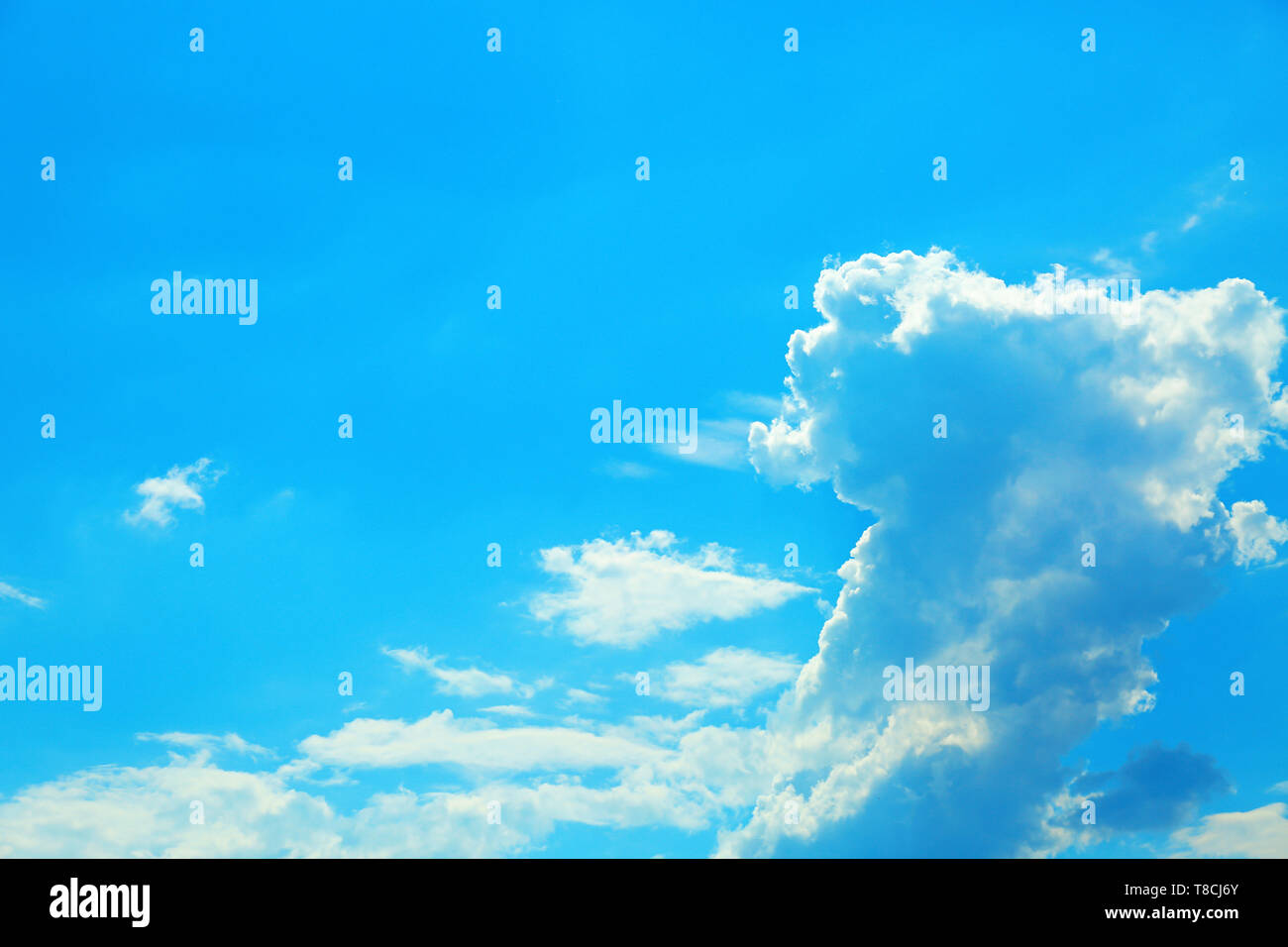 View of beautiful blue sky with fluffy clouds Stock Photo - Alamy