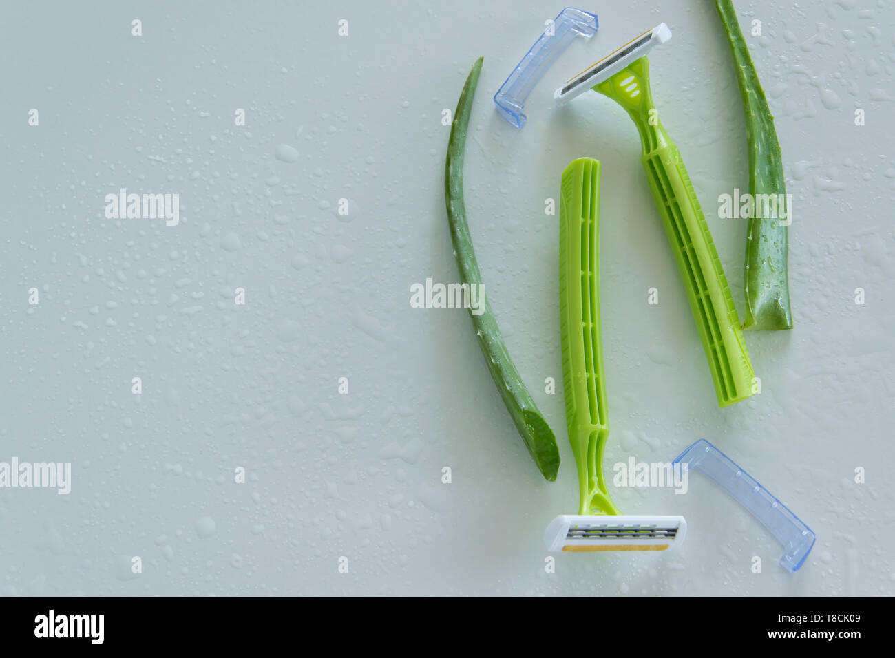 Shaving accessory for sensitive skin. Disposable razor with aloe vera ...
