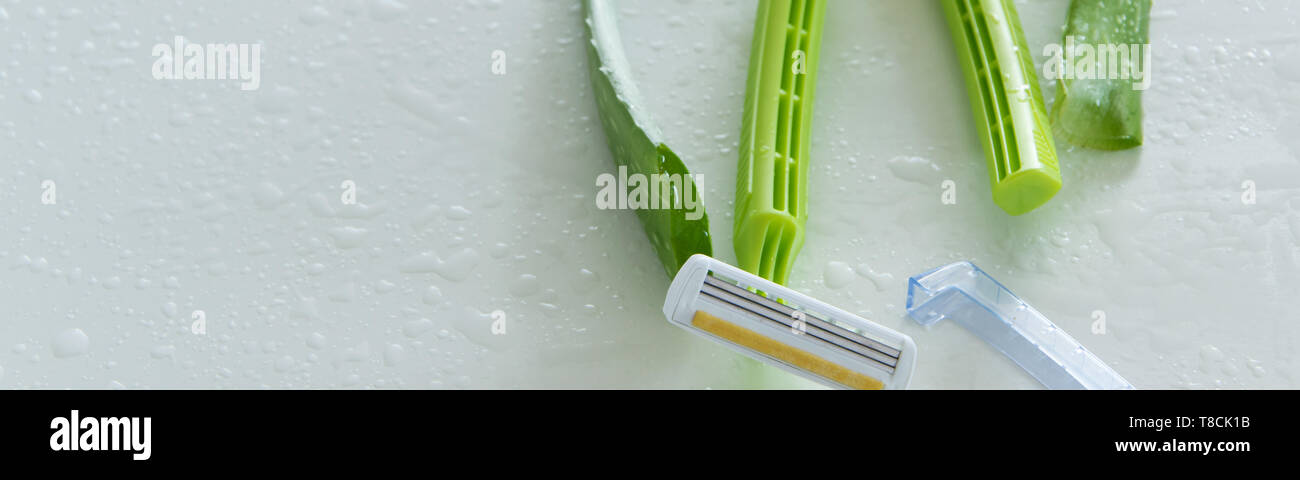 Shaving accessory for sensitive skin. Disposable razor with aloe vera ...