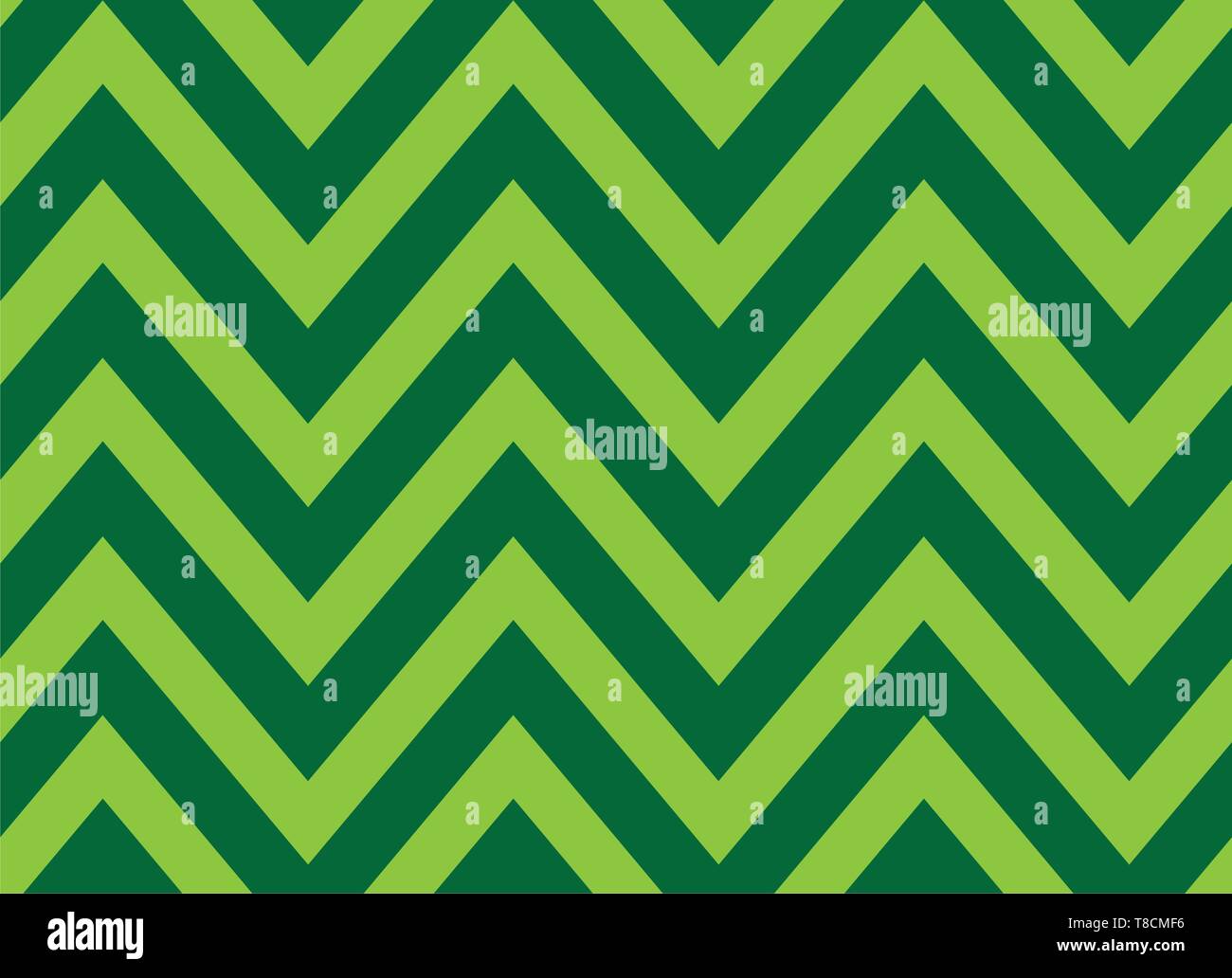 Seamless green and white zigzag stripes pattern. Geometric repeating pattern of zigzag. Vector design Stock Vector