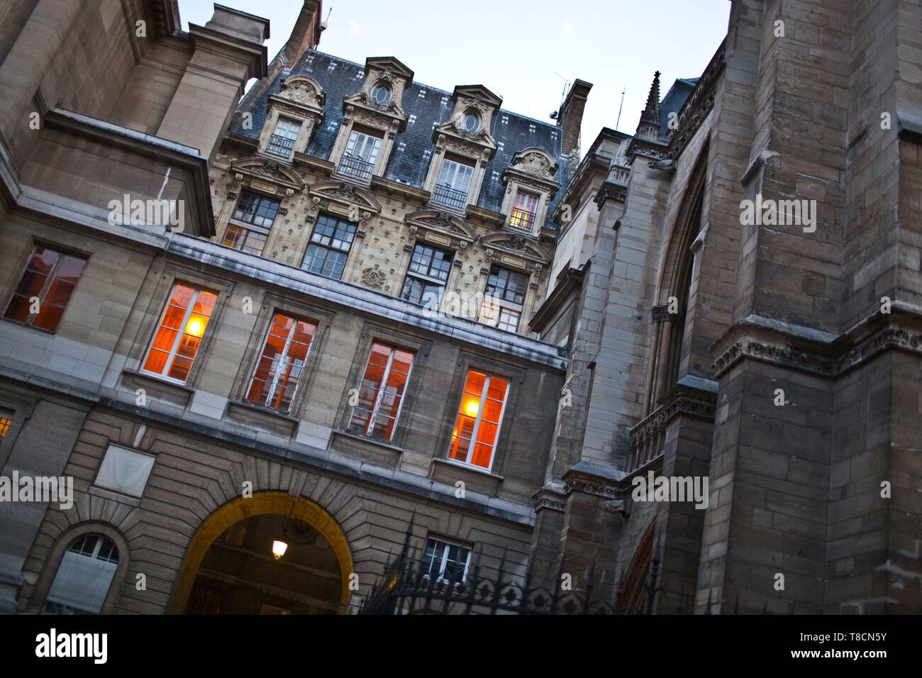 France, Paris, area listed as World Heritage by UNESCO, Ile de la Cite, Palais de Justice (Law Courts) Stock Photo