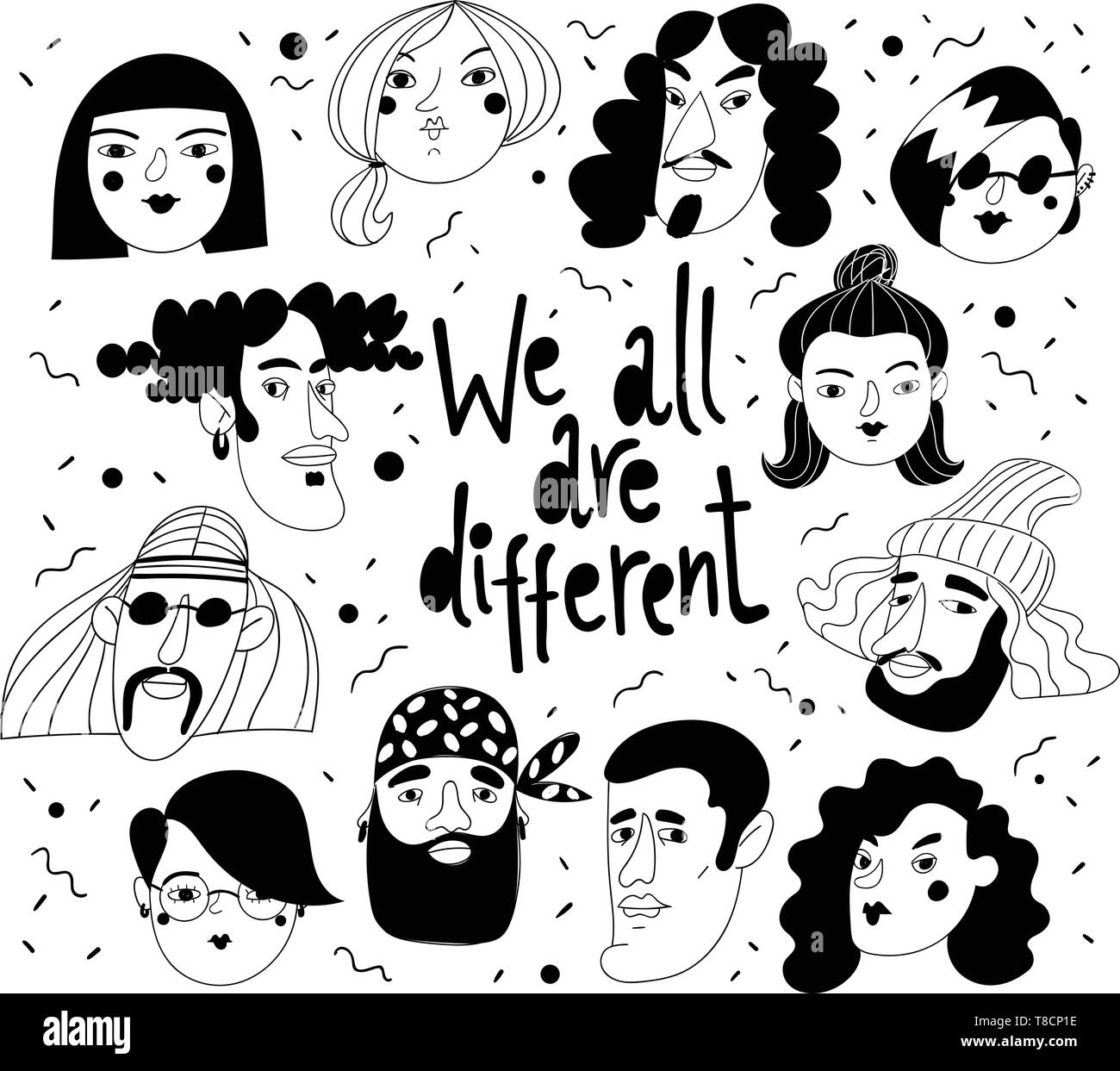 We all are different vector design with different people avatars or ...