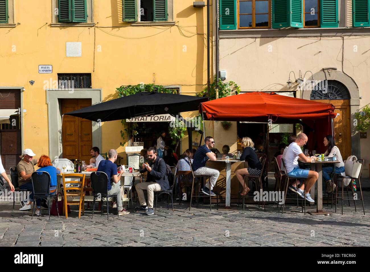Italy, Tuscany, Florence, historic centre listed as World Heritage by UNESCO, oltrarno, piazza SAnto Spirito Stock Photo