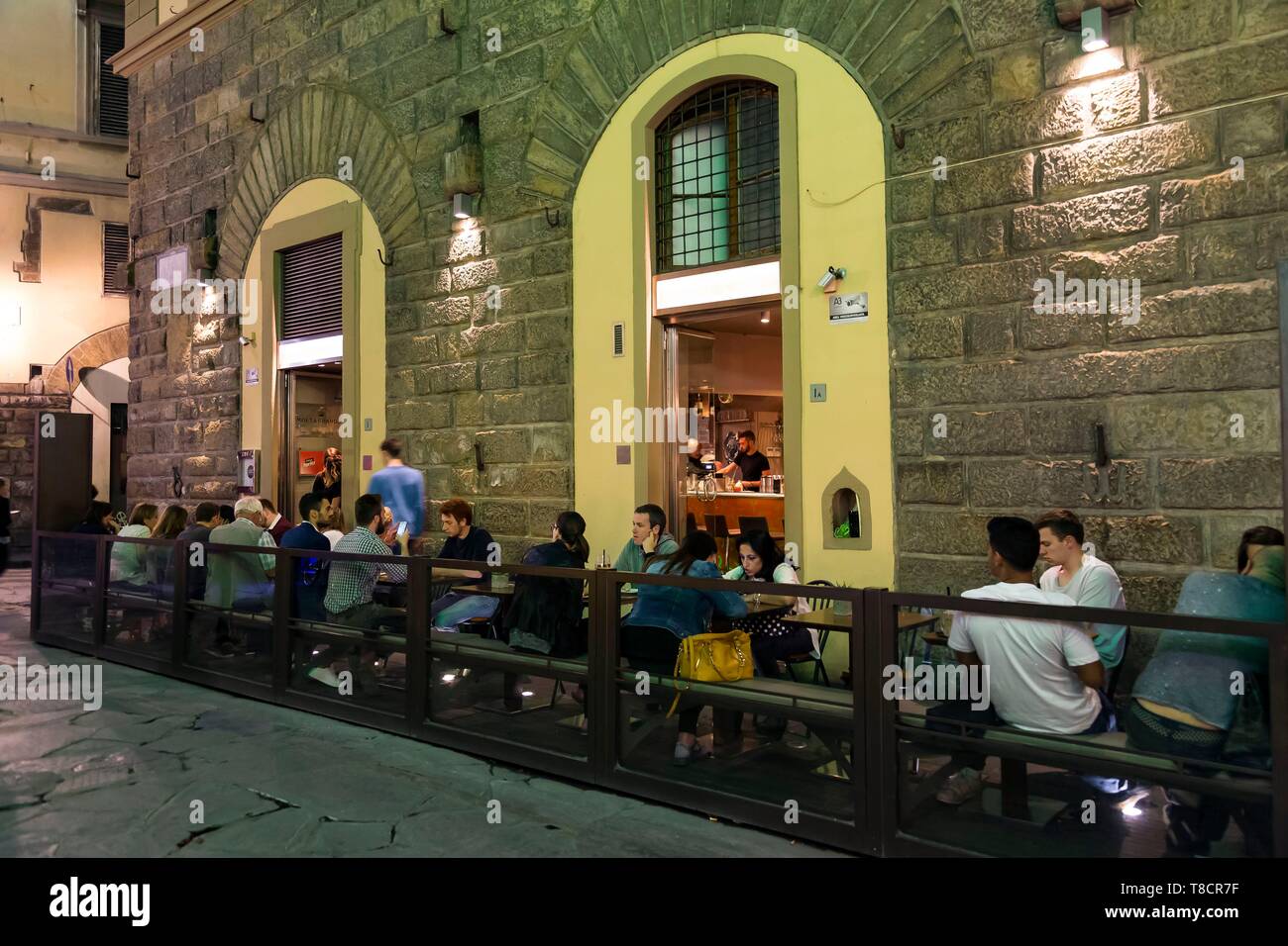 Italy, Tuscany, Florence, historic centre listed as World Heritage by UNESCO, Oibo bar Stock Photo