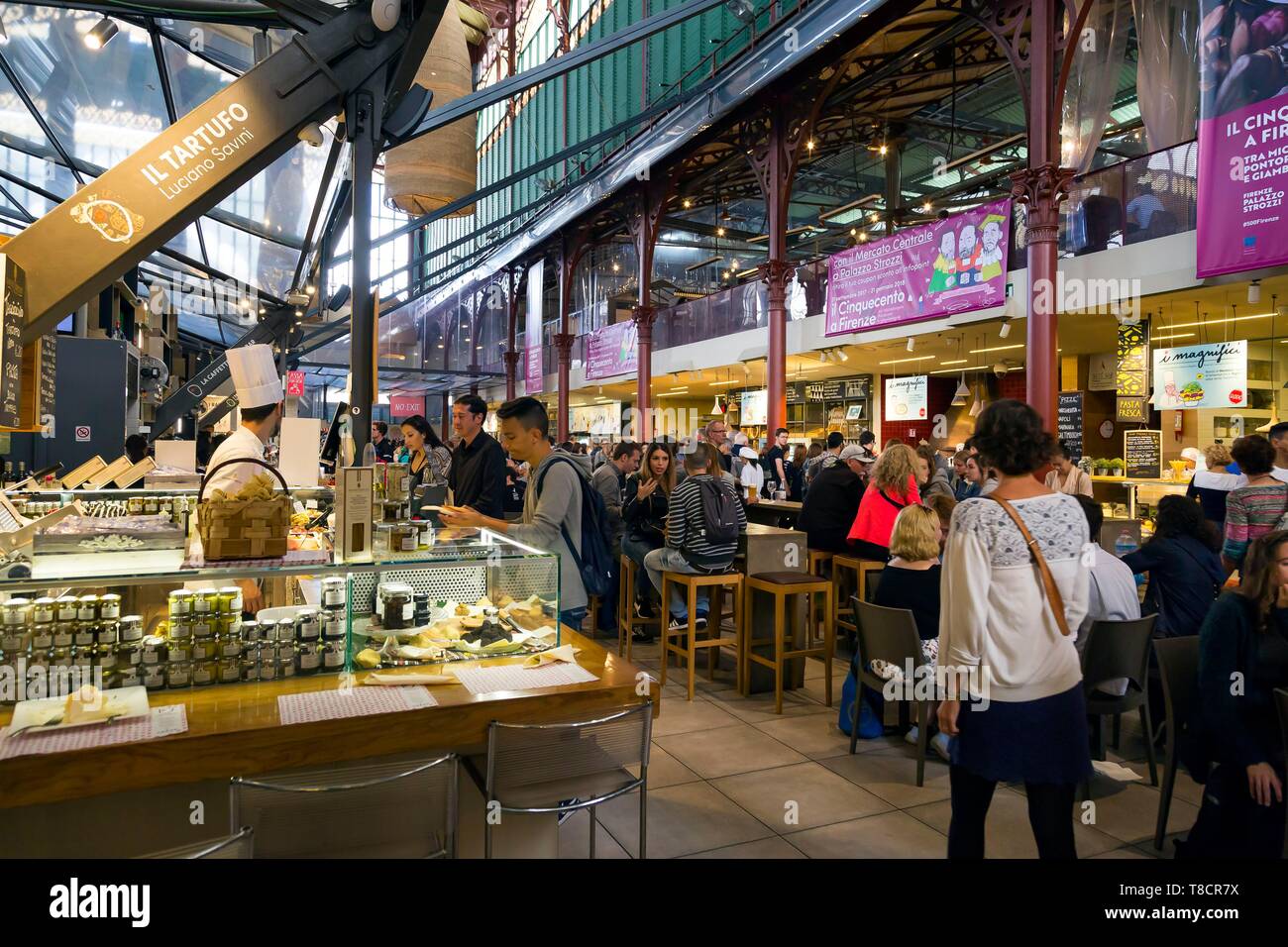 Italy, Tuscany, Florence, historic centre listed as World Heritage by UNESCO, Mercato Centrale Stock Photo