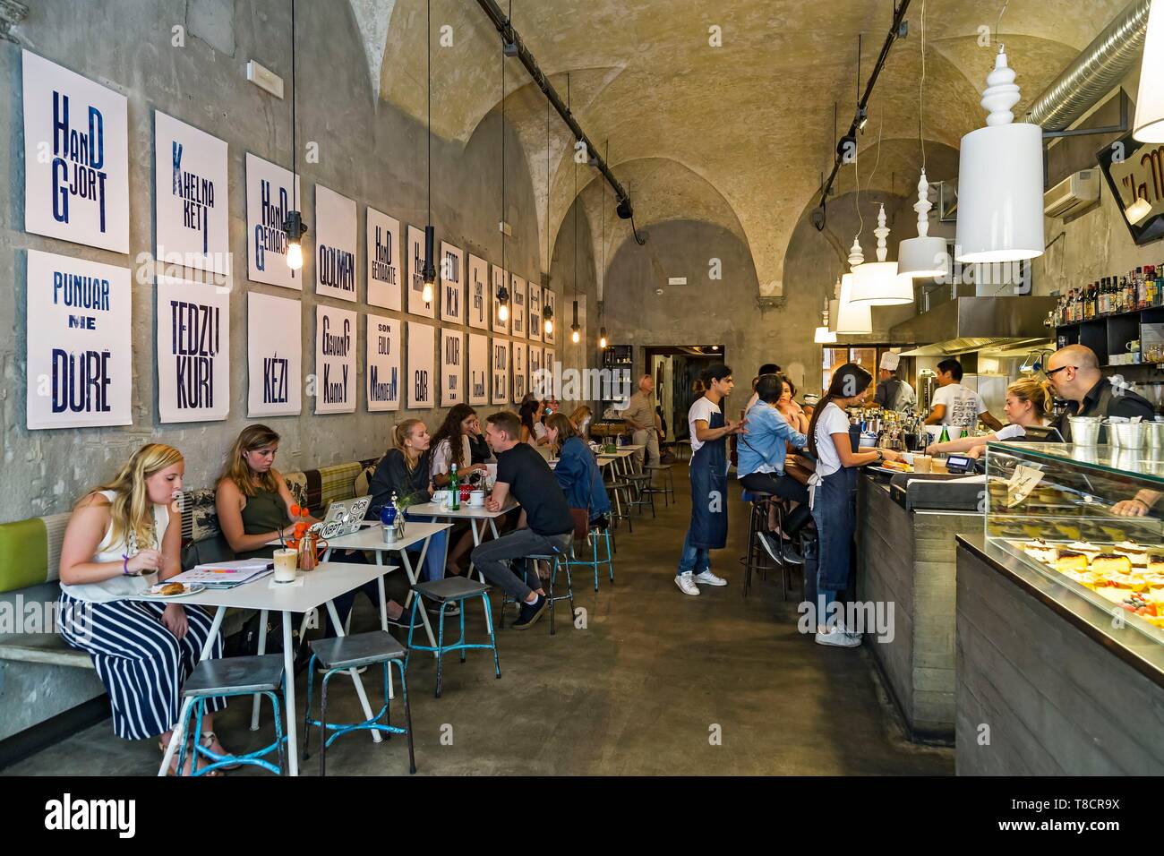 Italy, Tuscany, Florence, historic centre listed as World Heritage by UNESCO, La Menagere restaurant Stock Photo