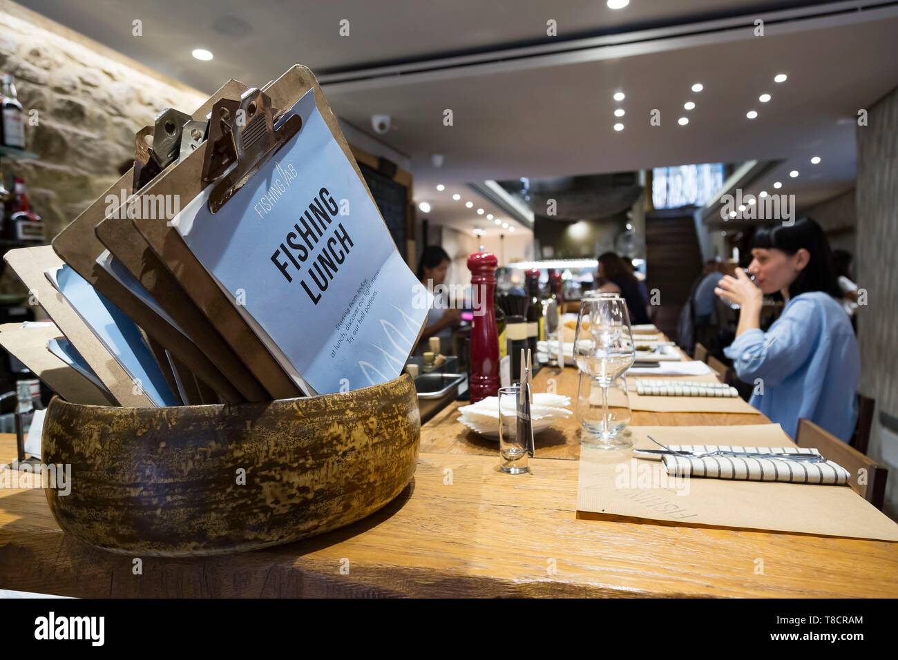 Italy, Tuscany, Florence, historic centre listed as World Heritage by UNESCO, Fishing Lab restaurant, fish restaurant Stock Photo