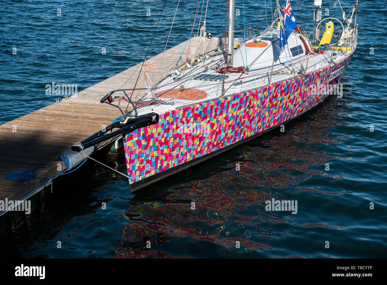 The Climate Action Now yacht docked in Cape Town Stock Photo