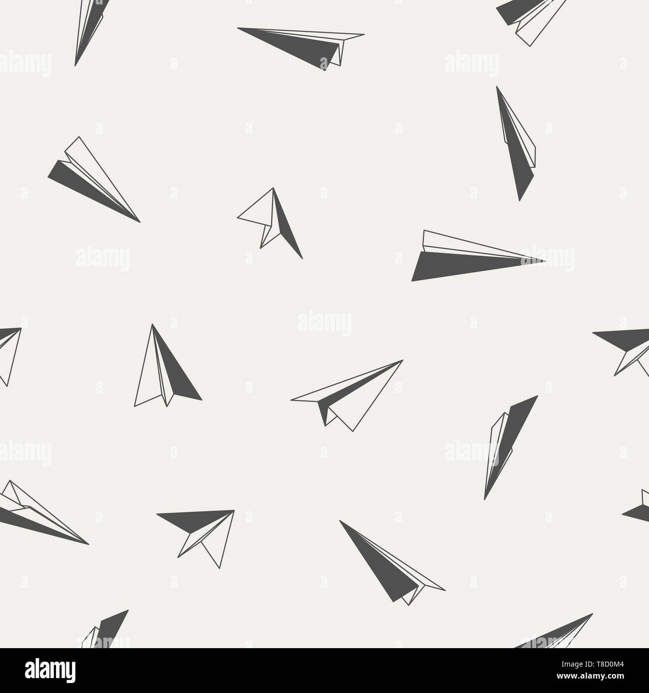 Paper planes seamless pattern Stock Vector