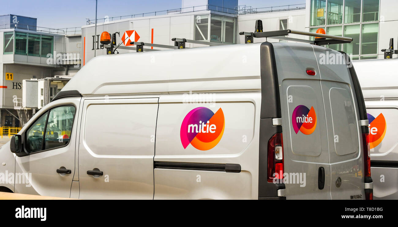 NICE, FRANCE - APRIL 2019: Vans owned by Mitie airside outside the Suth  Terminal at London Gatwick Airport. Mitie is a facilities management and  profe Stock Photo - Alamy