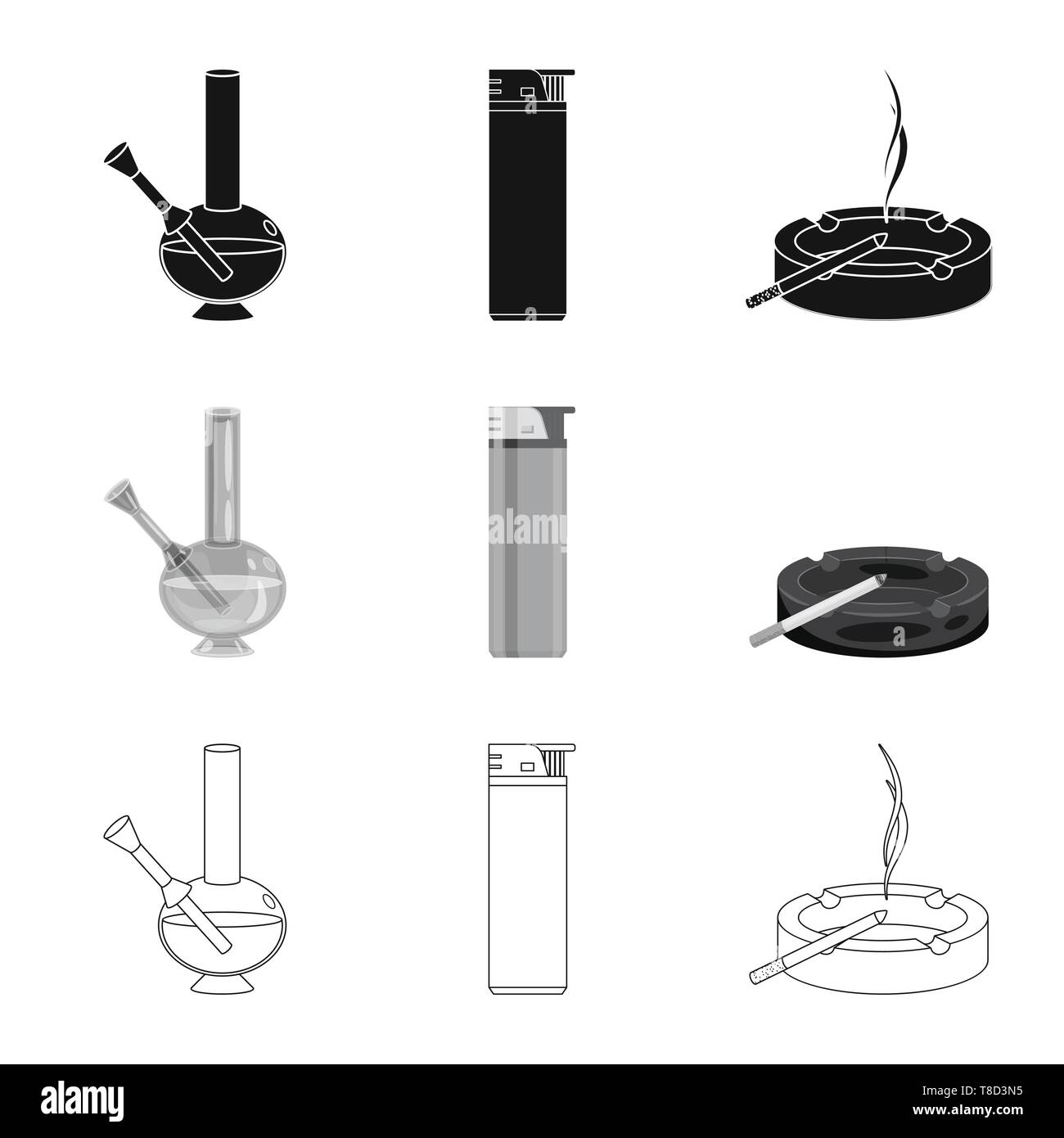 hookah,lighter,ashtray,bong,plastic,glass,metal,accessory,filter,pipe,flame,abuse,flask,burn,addict,chrome,addiction,capacity,blank,apparatus,blaz,refuse,stop,anti,habit,cigarette,tobacco,health,nicotine,smoke,statistics,set,vector,icon,illustration,isolated,collection,design,element,graphic,sign, Vector Vectors , Stock Vector