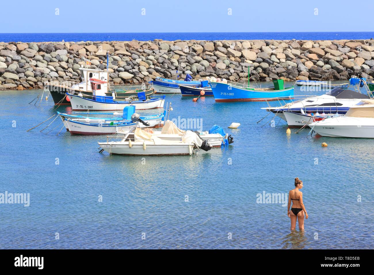 Spain, Canary Islands, Tenerife, province of Santa Cruz de Tenerife, Arico, bathing in the small port Stock Photo