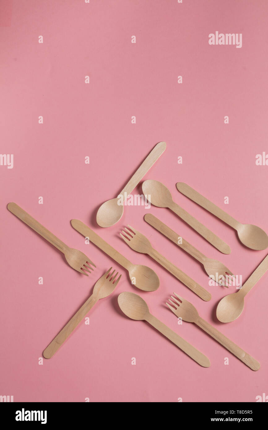 the battle among spoons and forks. moder table serving , top view