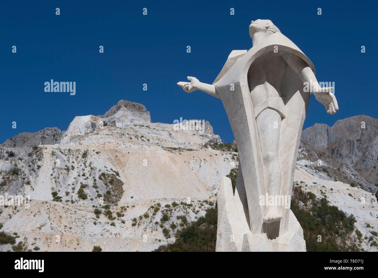Italy, Tuscany, in the middle of the marble quarries of Carrare, the village of Colonnata Stock Photo