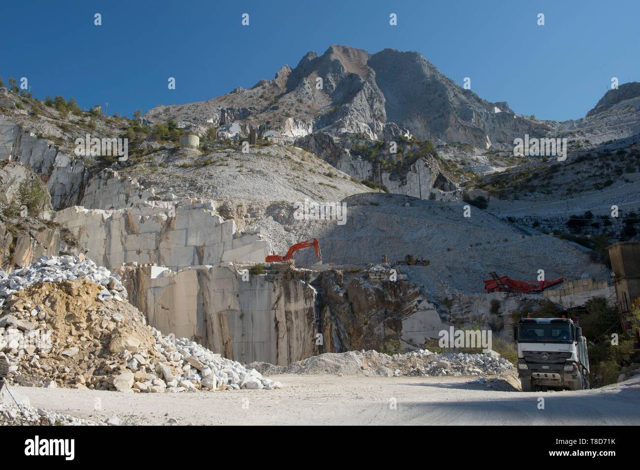 Italy, Tuscany, the Alps Apuanes, the marble quarries of Carrare Stock Photo