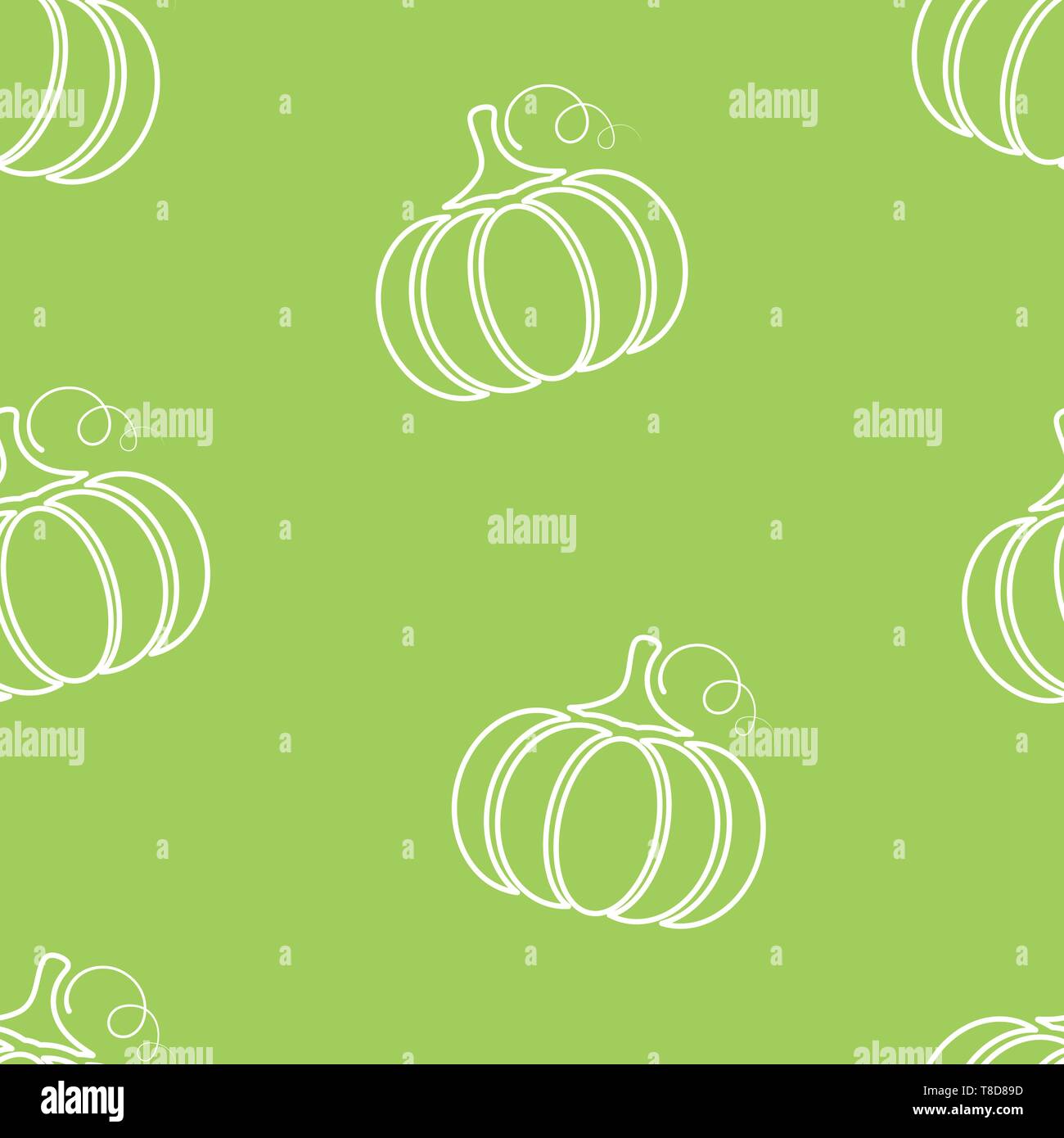 Pumpkin contour vegetable seamless pattern vector flat illustration ...