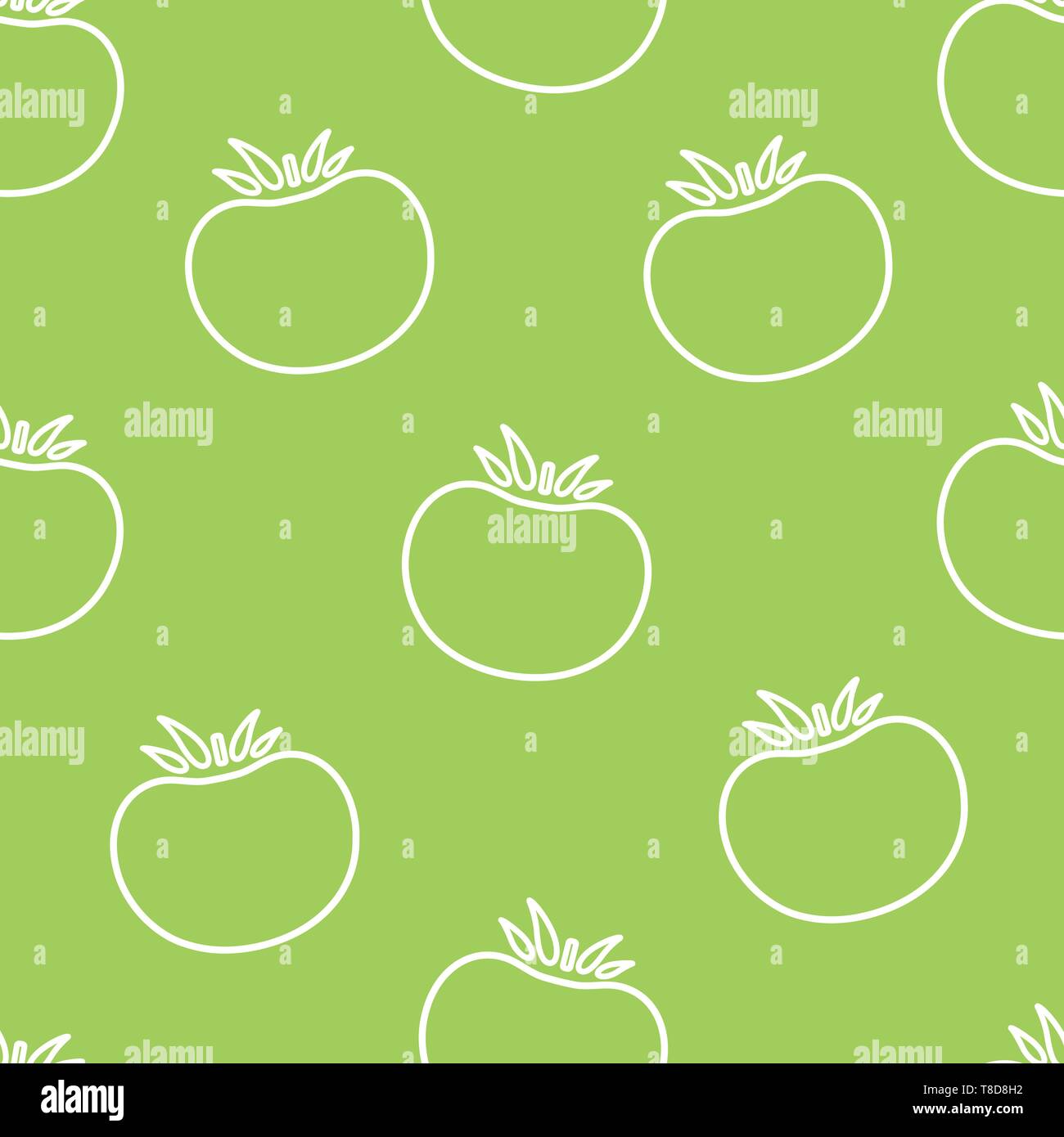 Tomato contour vegetable seamless pattern vector flat illustration ...
