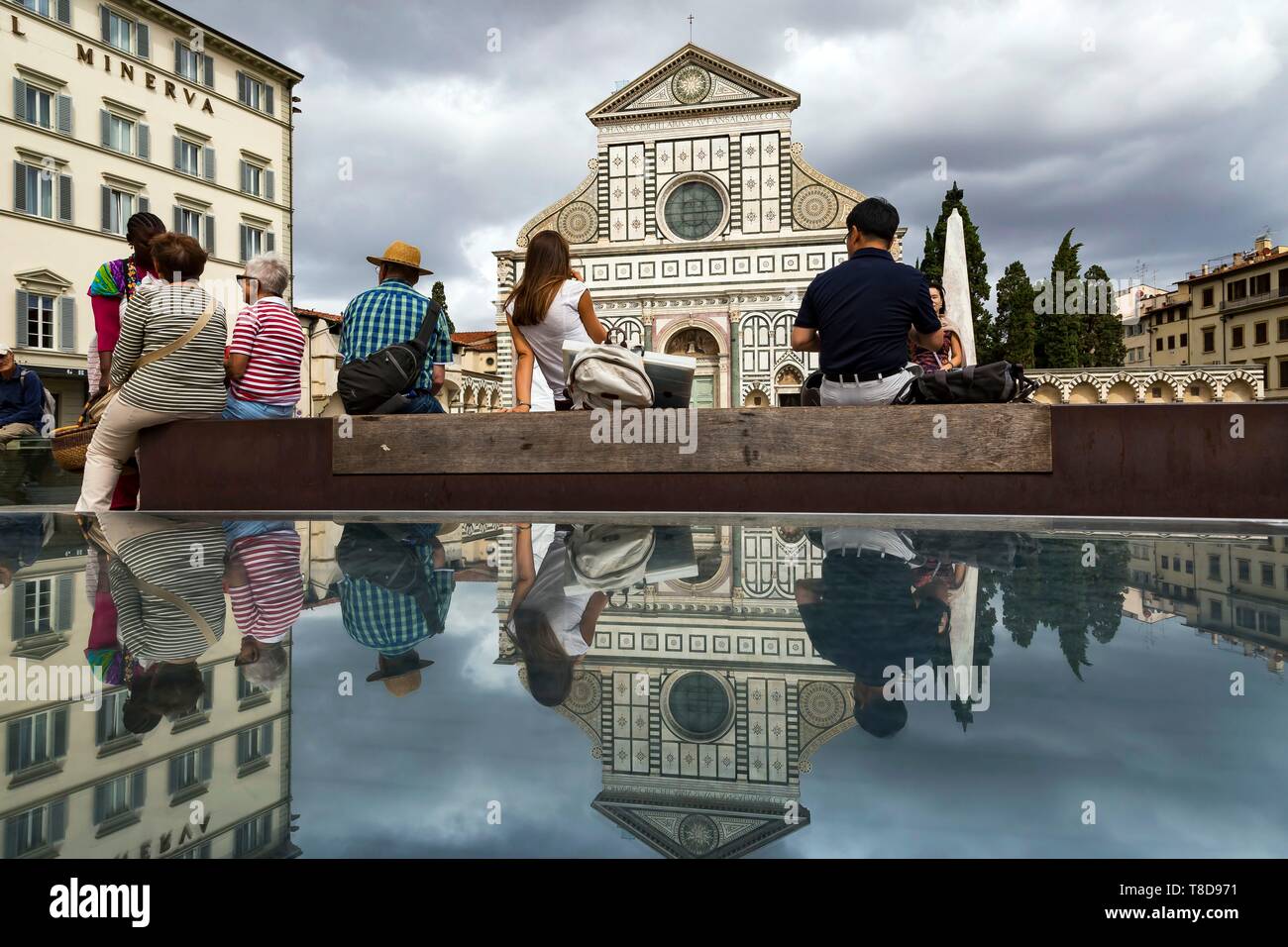 Italy, Tuscany, Florence, historic centre listed as World Heritage by UNESCO, piazza and church Santa Maria Novella Stock Photo