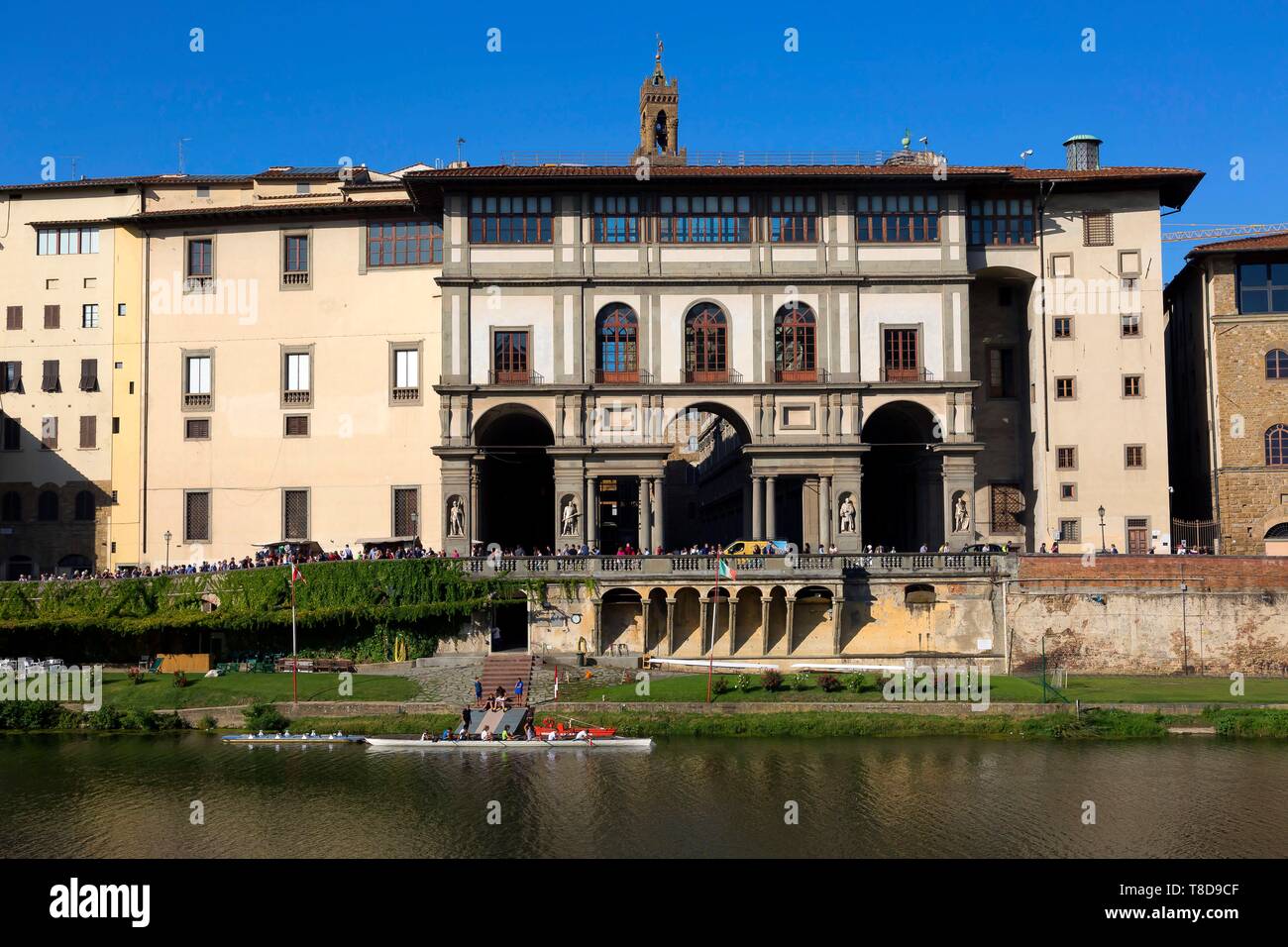 Italy, Tuscany, Florence, historic centre listed as World Heritage by UNESCO, the banks of the Arno, the rowing club Societa Canottieri Florence Stock Photo