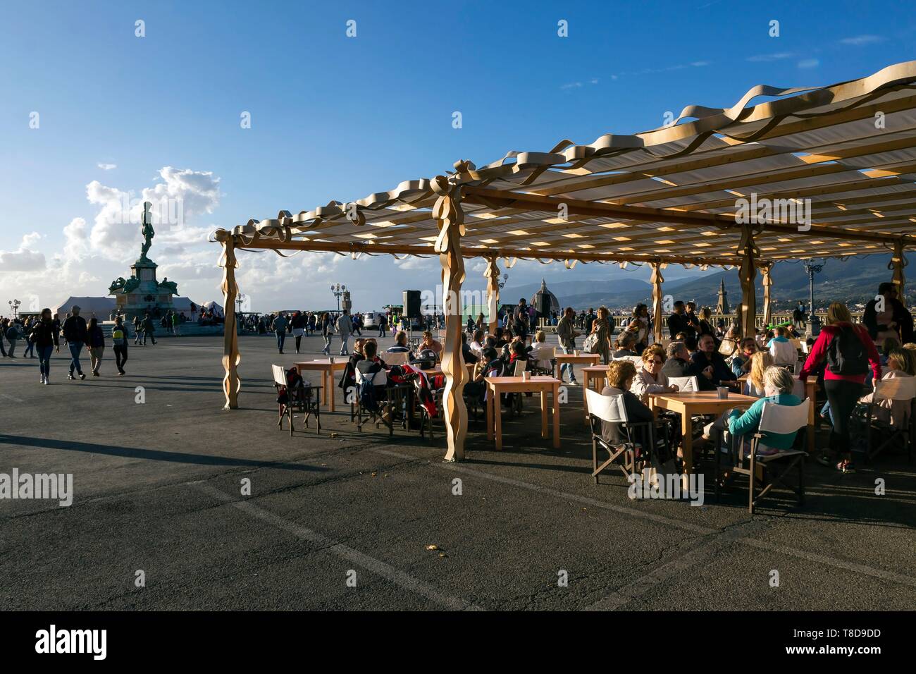 Italy, Tuscany, Florence, historic centre listed as World Heritage by UNESCO, David by Michel angel on Piazzale Michelangelo Stock Photo