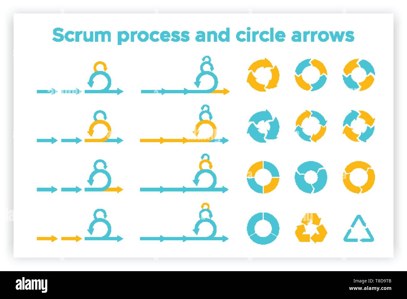 Scrum info graphic diagram element vector set illustration. Agile ...