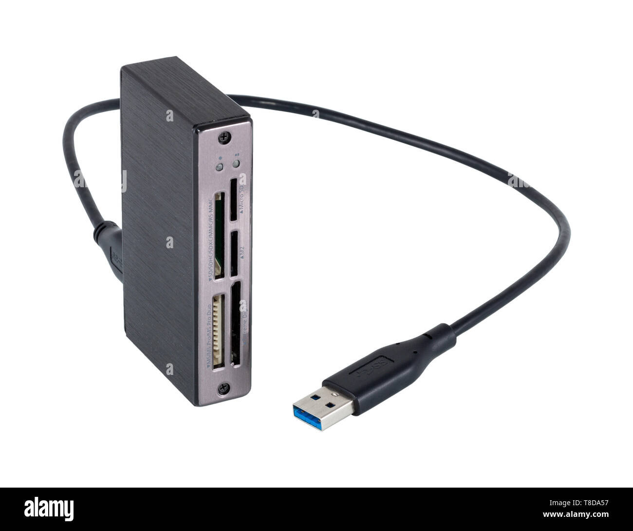 External USB 3.0 multi memory card reader with cable attached isolated