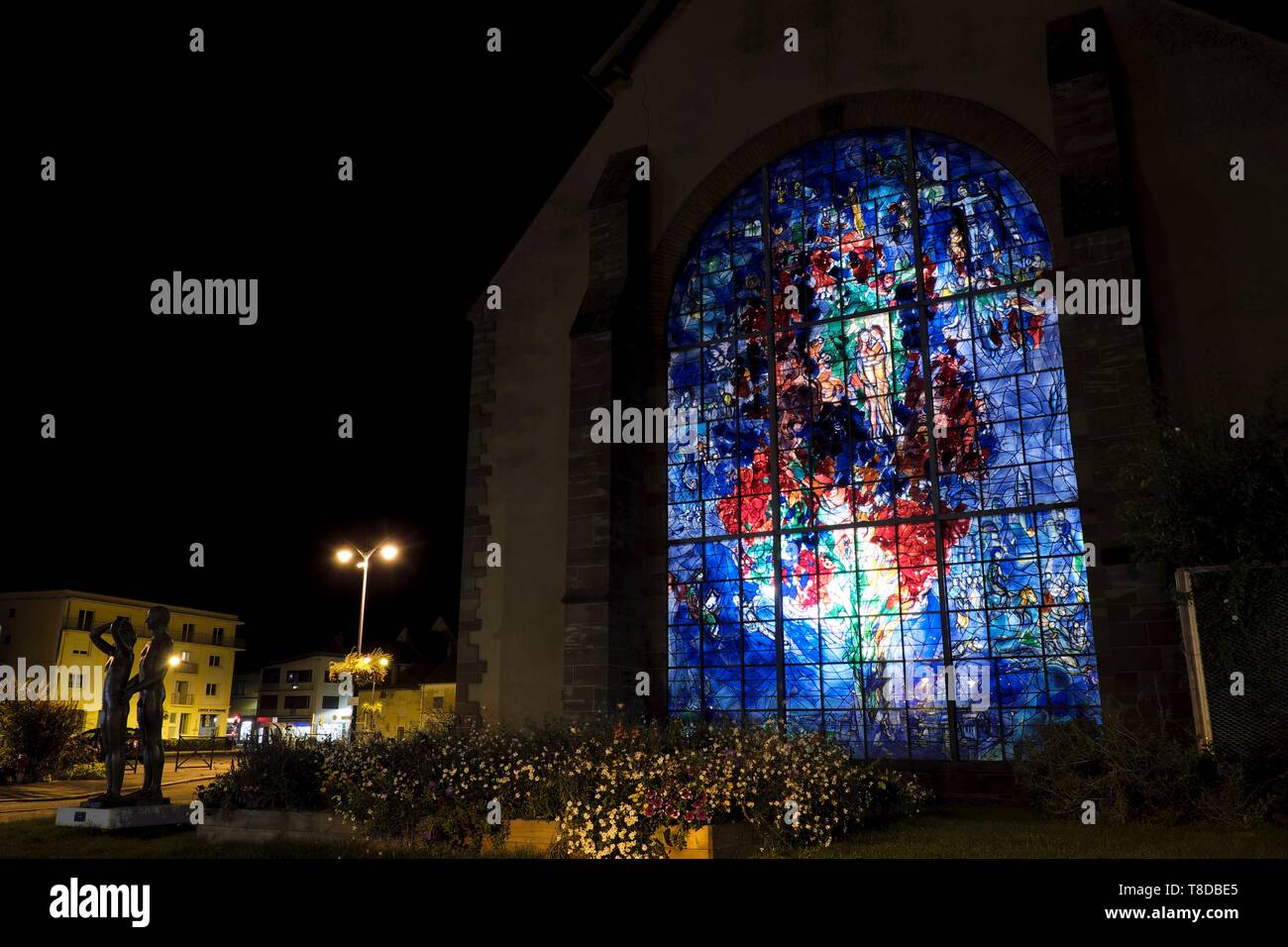 France, Moselle, Sarrebourg, Cordeliers chapel, Chagall stained glass, the Tree of Life dated 1976 Stock Photo