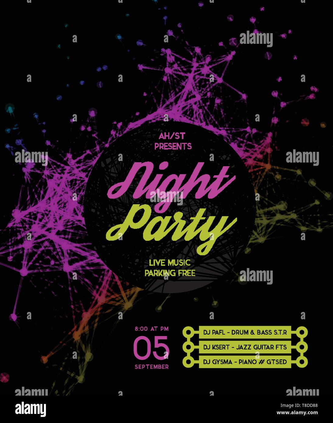 Party invitation poster with disco ball in spot lights vector illustration  Stock Vector Image & Art - Alamy