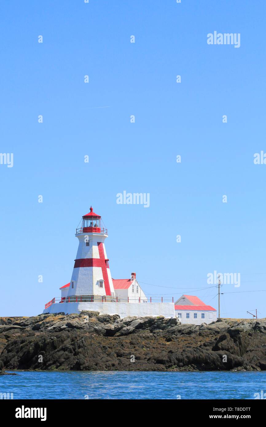 Canada, New Brunswick, Charlotte County, St. Andrews, Head Harbor Island, Bay of Fundy, East Quoddy Lighthouse (1829) Stock Photo
