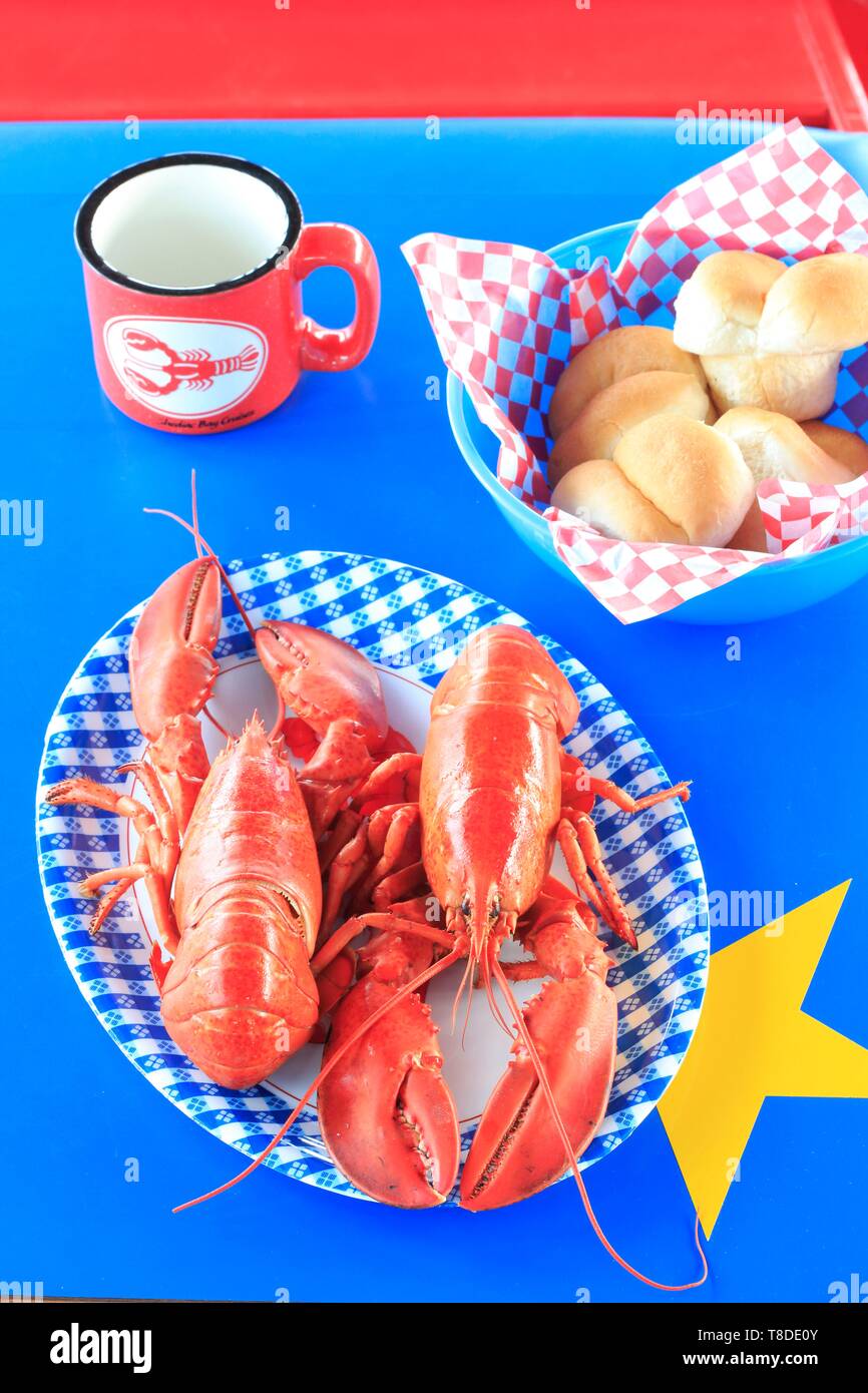 Canada, New Brunswick, Acadia, Westmorland County, Shediac (Self-proclaimed Lobster Capital of the World), Shediac Bay Cruises, Lobster Tasting Stock Photo