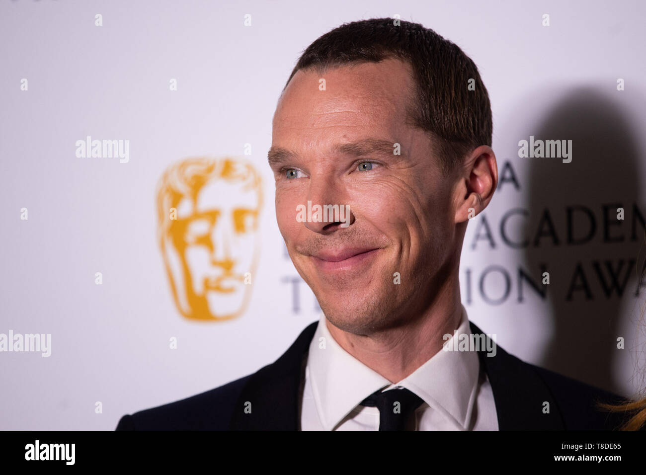Benedict Cumberbatch in the press room after winning the award for Best Mini-Series at the Virgin Media BAFTA TV awards, held at the Royal Festival Hall in London. Stock Photo