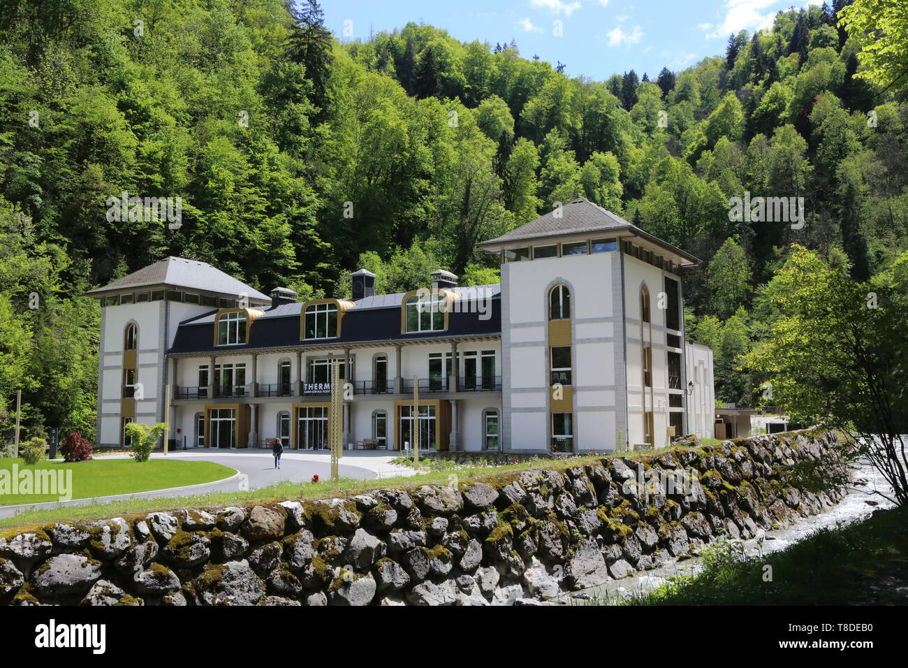 Les Thermes. Saint-Gervais-les-Bains/Le Fayet. Haute-Savoie. Auvergne-Rhône-Alpes. France. Europe. Stock Photo