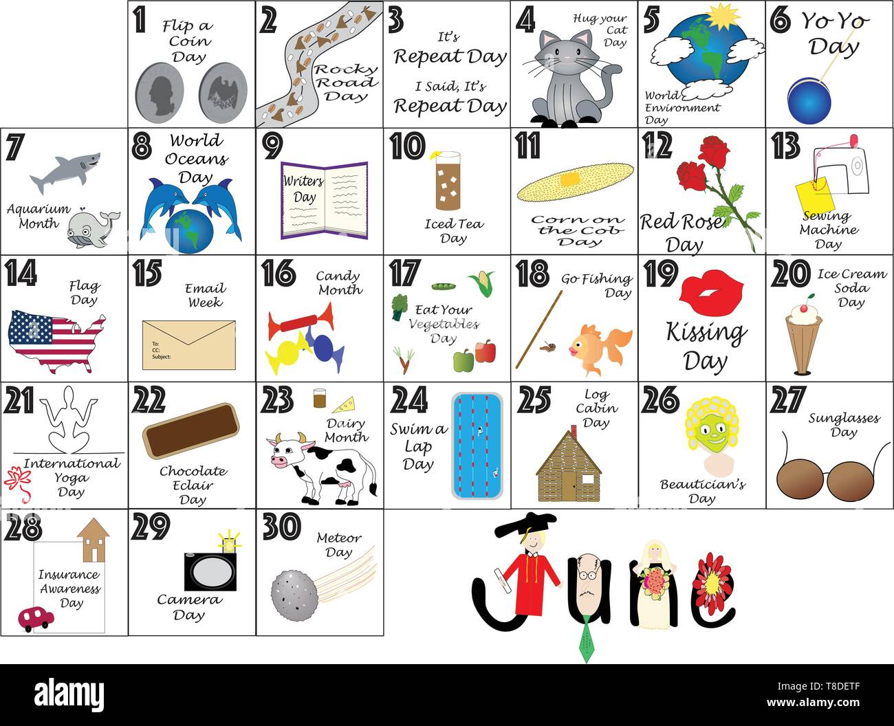 June 2020 Calendar Illustrated With Daily Quirky Holidays And Unusual 