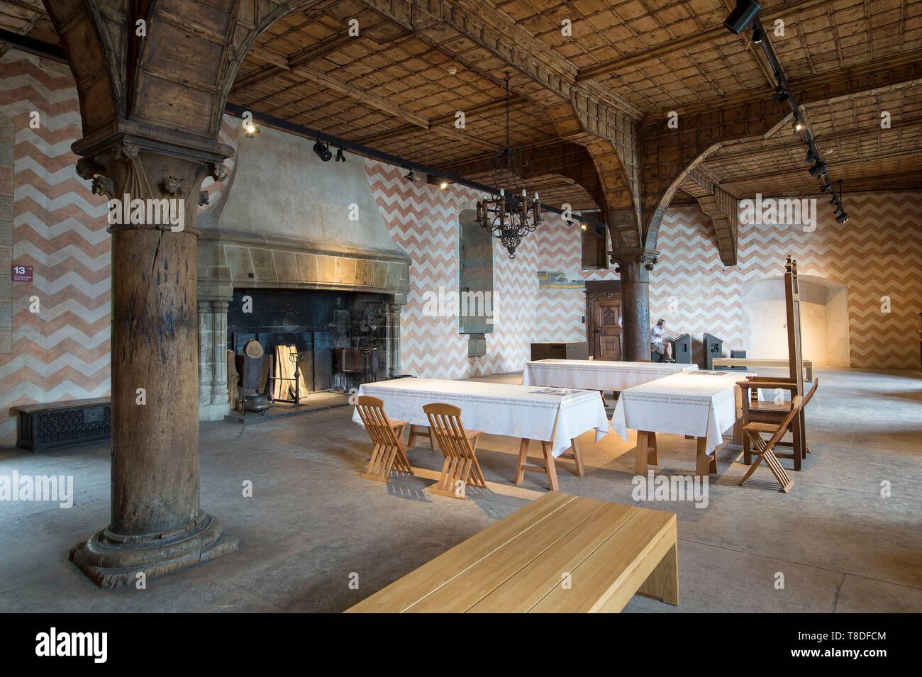 Switzerland, Canton of Vaud, Montreux, one of the exhibition halls of the castle of Chillon, one of the great ceremonial room Stock Photo