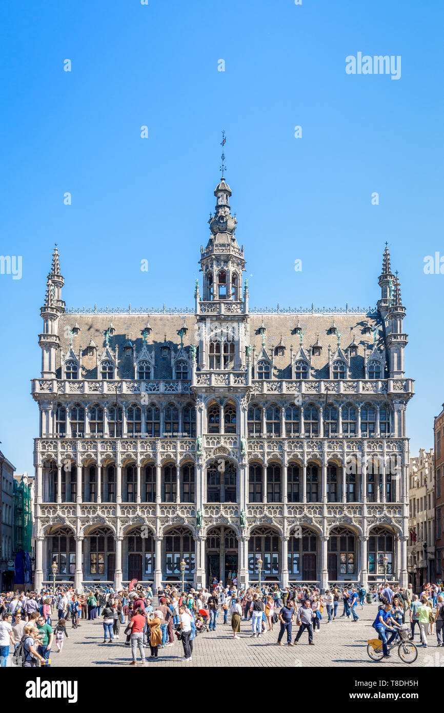 The Maison du Roi, a neo-gothic building from the XIXth century on the Grand Place in Brussels, Belgium, houses the Museum of the City of Brussels. Stock Photo