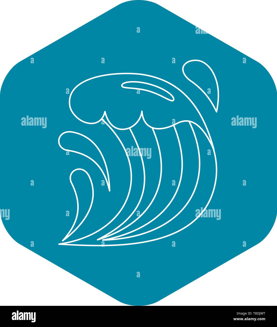 Wave icon, outline style Stock Vector Image & Art - Alamy