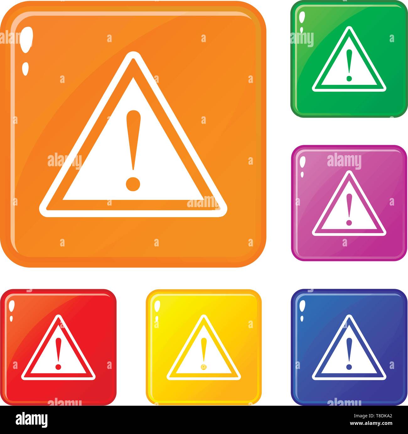 Warning attention sign with exclamation mark icons set vector color ...